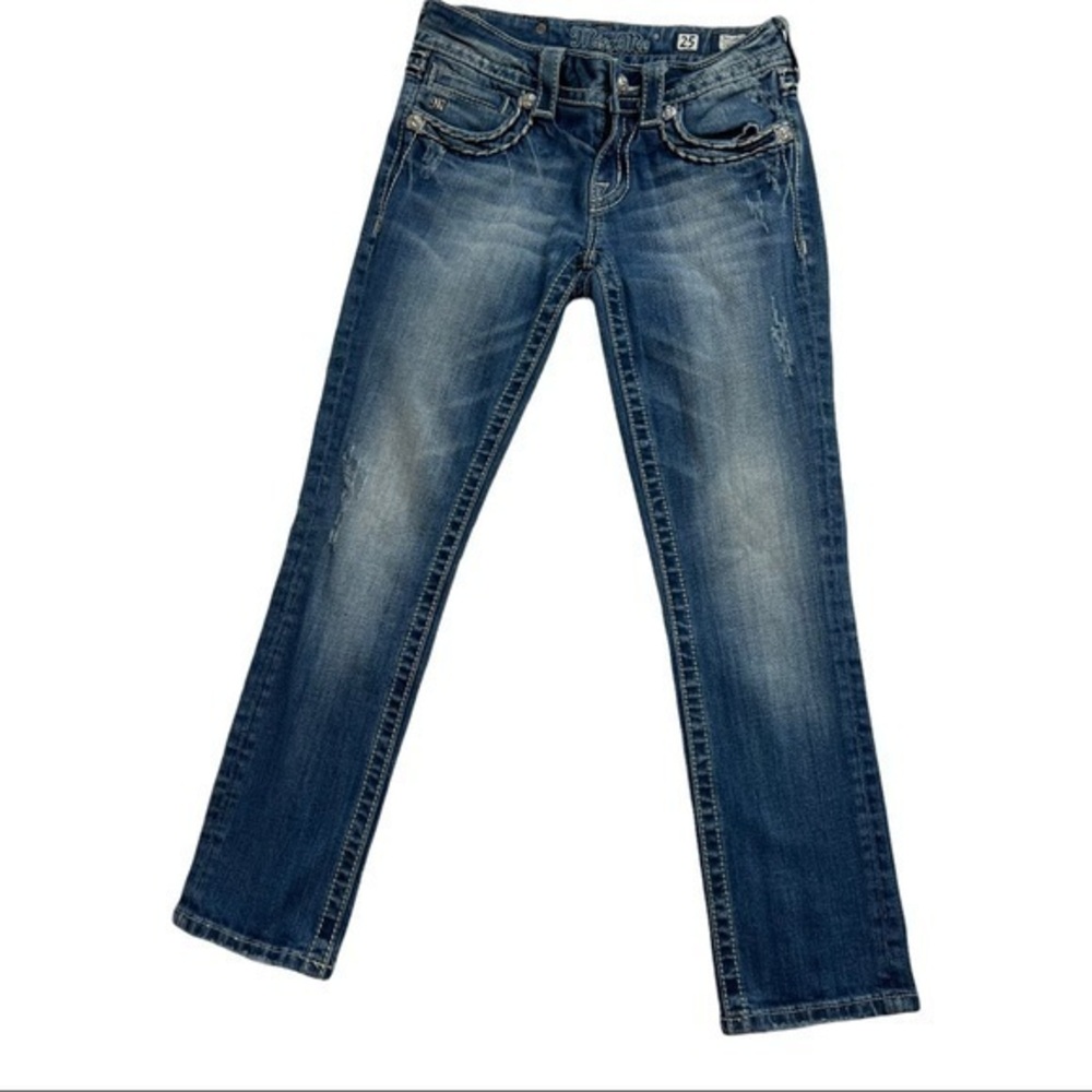Miss Me Distressed Jeans JeSi Cropped Blue Sz 25
